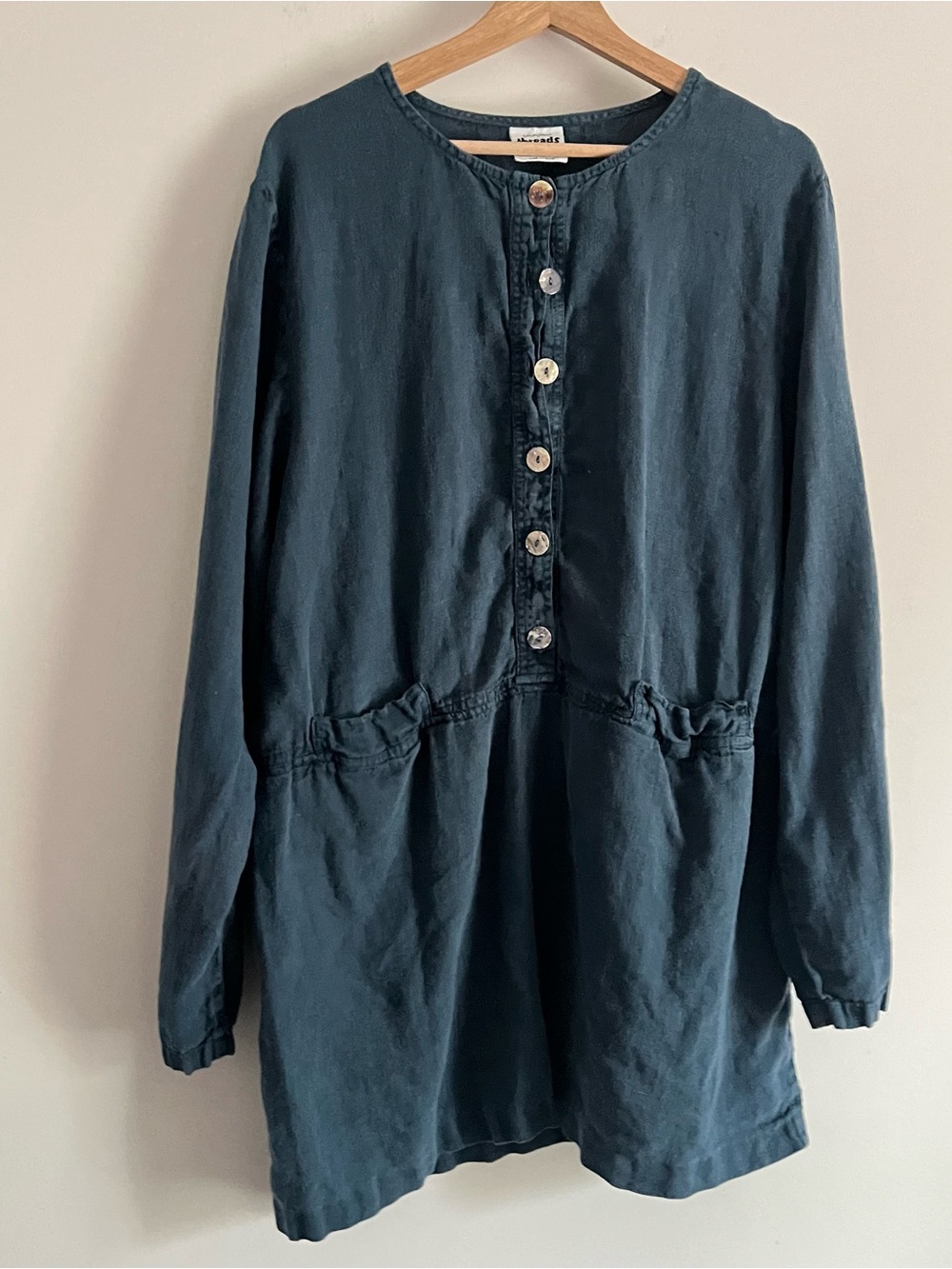 California Threads Womens 100% linen Long sleeve Tunic Dress Womens M/L